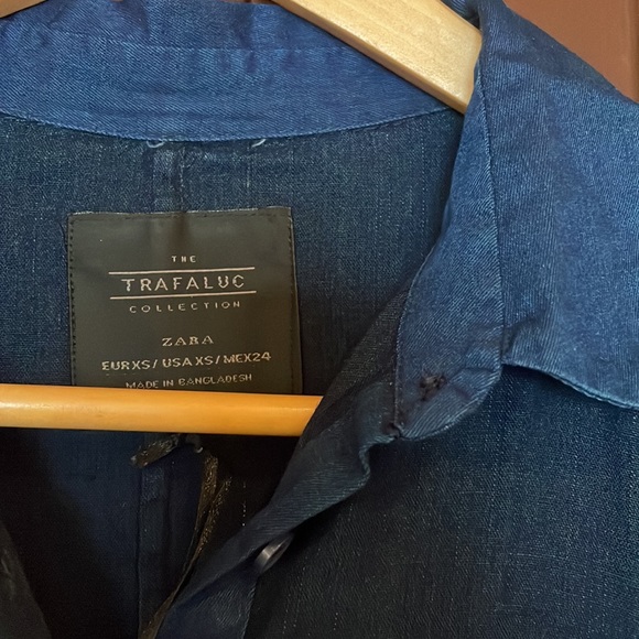 Zara denim midi shirt dress with pockets size XS - Picture 2 of 7